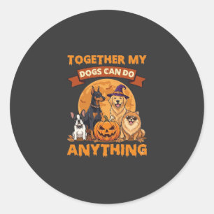 Together Dogs Can Do Anything Halloween Pumpkin Mo Classic Round Sticker