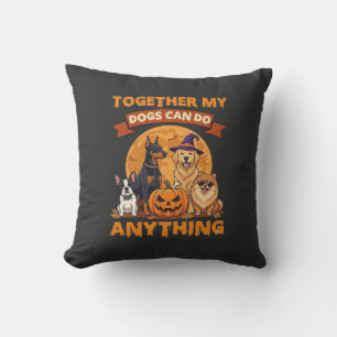 Together Dogs Can Do Anything Halloween Pumpkin Mo Cushion