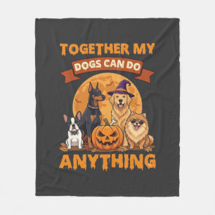 Together Dogs Can Do Anything Halloween Pumpkin Mo Fleece Blanket