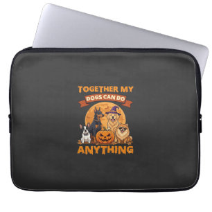 Together Dogs Can Do Anything Halloween Pumpkin Mo Laptop Sleeve