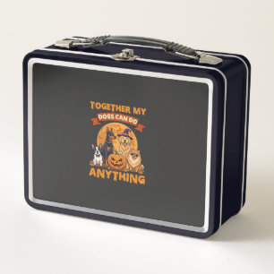 Together Dogs Can Do Anything Halloween Pumpkin Mo Metal Lunch Box