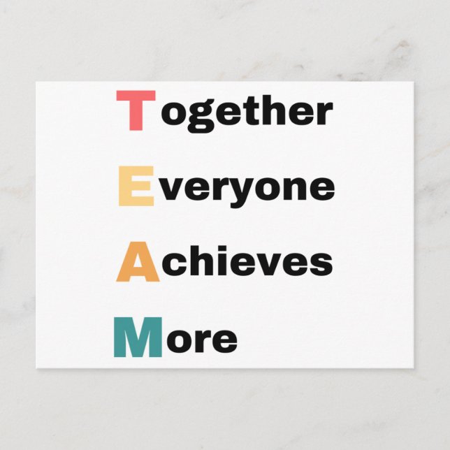Together Everyone Achieves More 2 Holiday Postcard (Front)