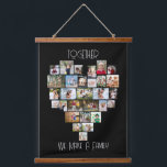 Together Family Heart Shape 29 Photo Collage Black Hanging Tapestry<br><div class="desc">Custom photo display on large wall hanging lettered with "together we make a family", which is easy to edit if you would like different wording. The photo template displays your pictures in a heart shaped photo collage which holds 29 images. Your photos are displayed in a mix of square, landscape...</div>