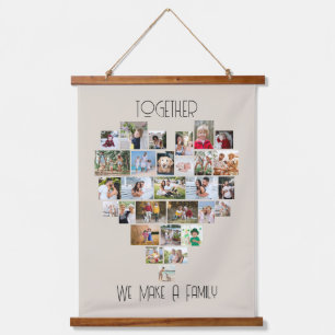 Together Family Heart Shaped 29 Photo Collage Hanging Tapestry