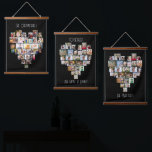 Together Family Name Heart Shape 87 Photo Collage Hanging Tapestry<br><div class="desc">Custom photo display on large wall hanging, further personalised with your family names and custom text, such as "together we make a family". The photo template displays your pictures in a heart shaped photo collages which hold 29 images each, for a total of 87. Your photos are displayed in a...</div>