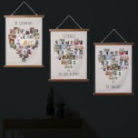 Together Family Name Heart Shaped 87 Photo Collage Hanging Tapestry<br><div class="desc">Custom photo display on large wall hanging, further personalised with your family names and custom text, such as "together we make a family". The photo template displays your pictures in a heart shaped photo collages which hold 29 images each, for a total of 87. Your photos are displayed in a...</div>