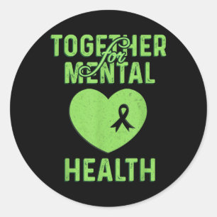 Together For Mental Health Awareness Heart Mental Classic Round Sticker
