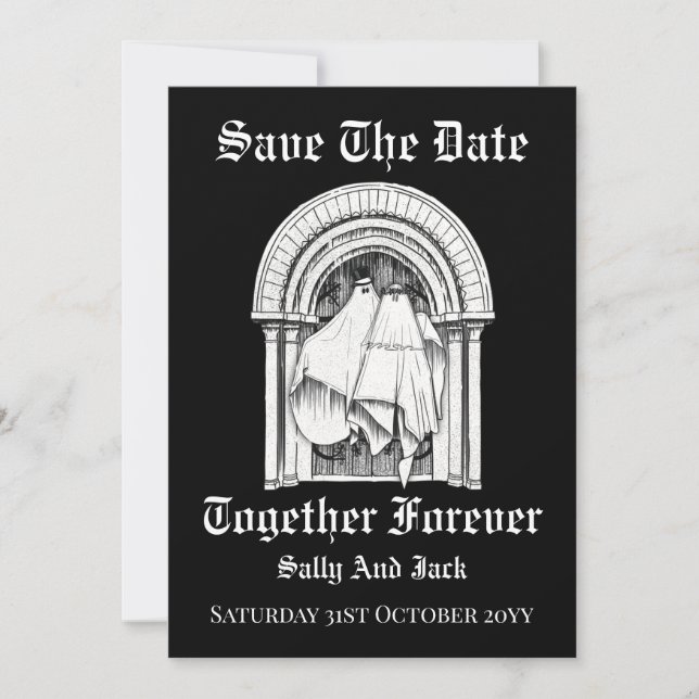 Together Forever Ghost Save The Date Card (Front)