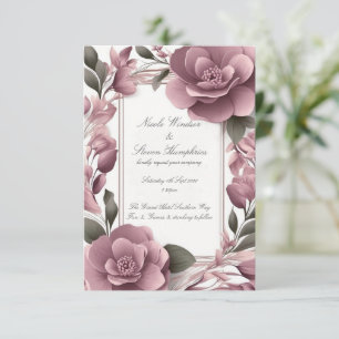 Together Forever Mauve Floral Wedding Invitation