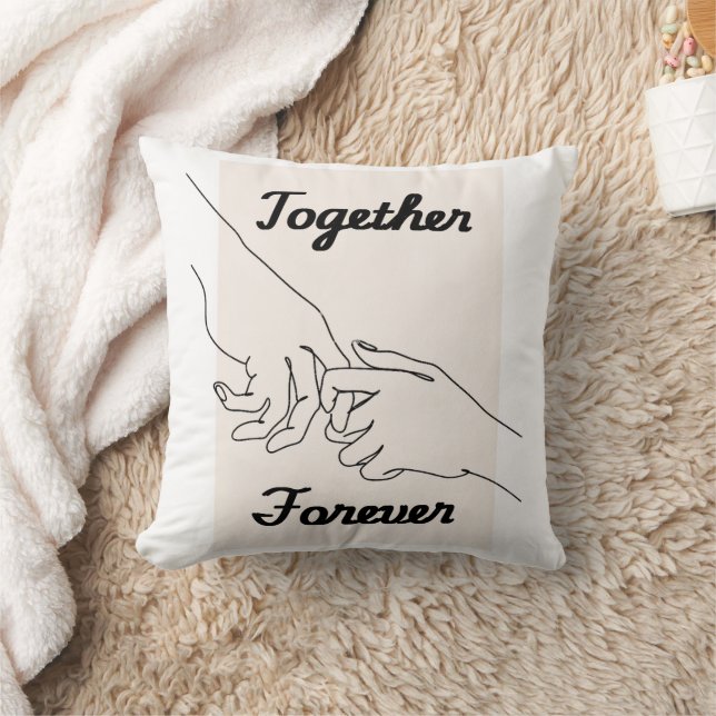 Together Forever Minimalist Line Art Throw Pillow  (Blanket)