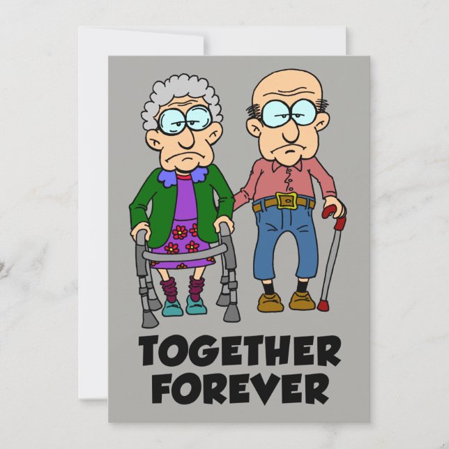 Together Forever Old Couple Anniversary Invitation (Front)
