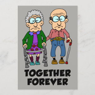 Together Forever Old Couple Anniversary Invitation