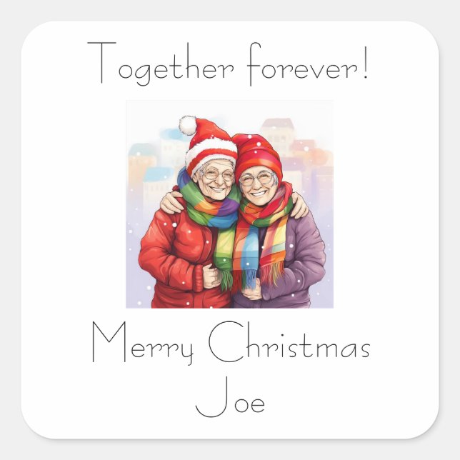 Together Forever Personalized Card   Square Sticker (Front)