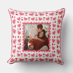Together Forever pink heart Custom Photo Valentine Cushion