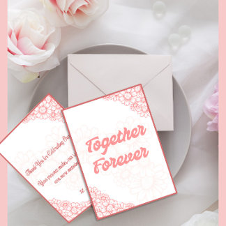 Together Forever Pink Minimalist Wedding Invitatio Invitation