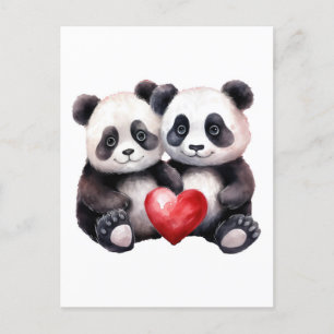 Together Froever Panda pair Holiday Postcard