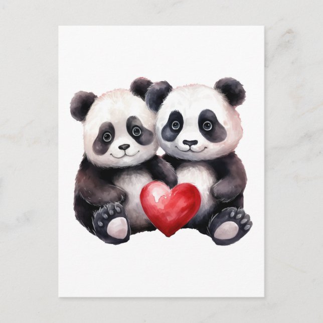 Together Froever Panda pair  Holiday Postcard (Front)