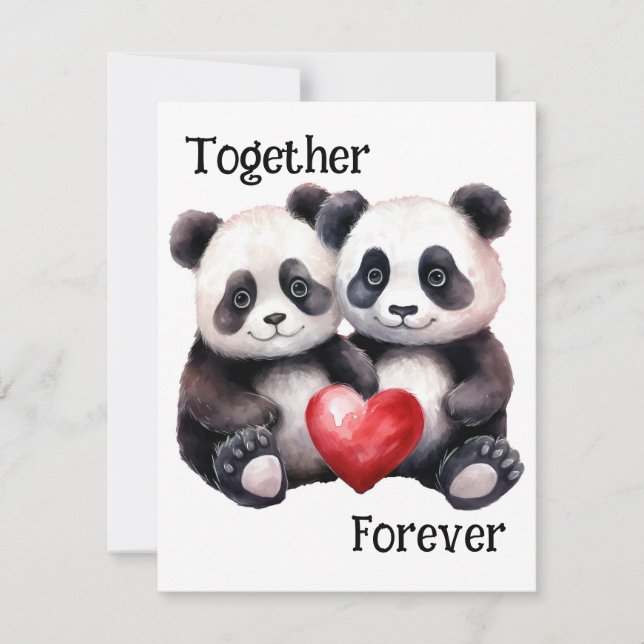 Together Froever Panda pair  RSVP Card (Front)