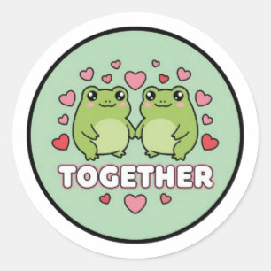 Together Frog Sticker Cute Couple Frogs Holding Ha