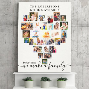 Together Heart Photo Collage Personalised Family Canvas Print