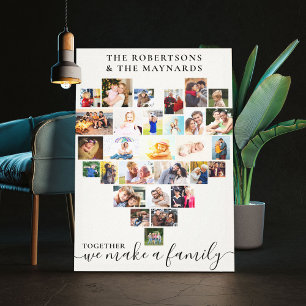 Together Heart Shaped Photo Collage Personalised Canvas Print