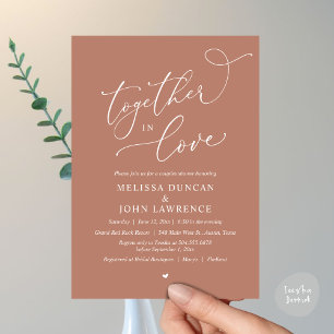 Together in Love, Romantic Couples Shower Party Invitation
