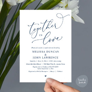 Together in Love, Romantic Couples Shower Party Invitation