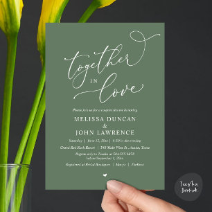Together in Love, Romantic Couples Shower Party Invitation