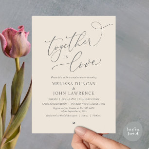 Together in Love, Romantic Couples Shower Party Invitation