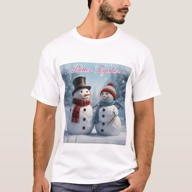 Together in the Snow: Couples Christmas T-Shirt (Front)