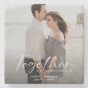 Together is my Favourite Place Photo Engagement  Stone Coaster