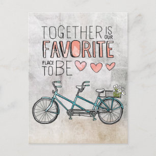 Together Is Our Favourite Place To Be Blue Bike Postcard