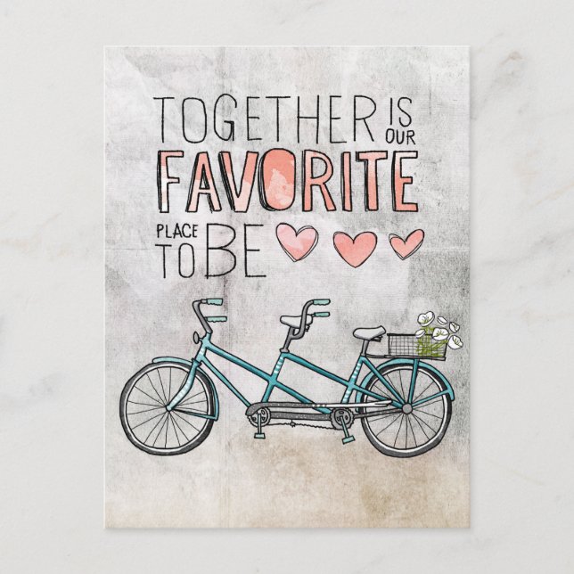 Together Is Our Favourite Place To Be | Blue Bike Postcard (Front)