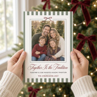 Together Is the Tradition Sage Bow Christmas Photo