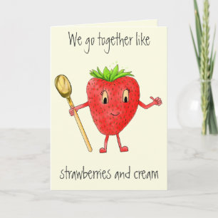 Together like Strawberry & Cream Funny Art Slogan Card
