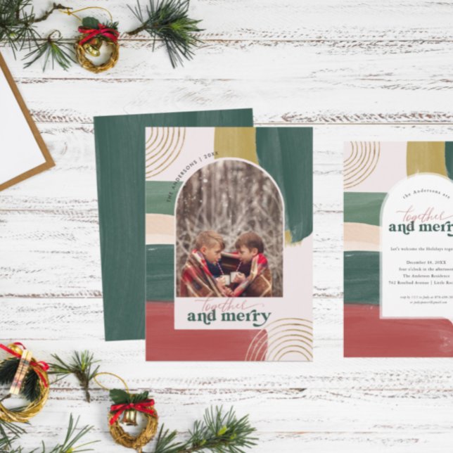 Together & Merry | Photo Arch Modern Christmas Holiday Card (Creator Uploaded)