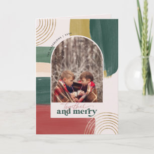Together & Merry   Photo Arch Modern Christmas Note Card