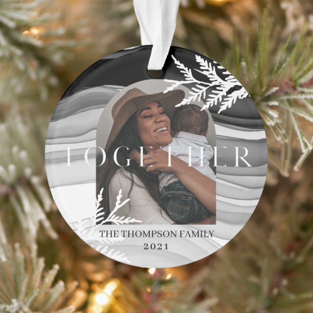 Together Modern & Minimal Japandi Christmas Photo Ornament (Tree)