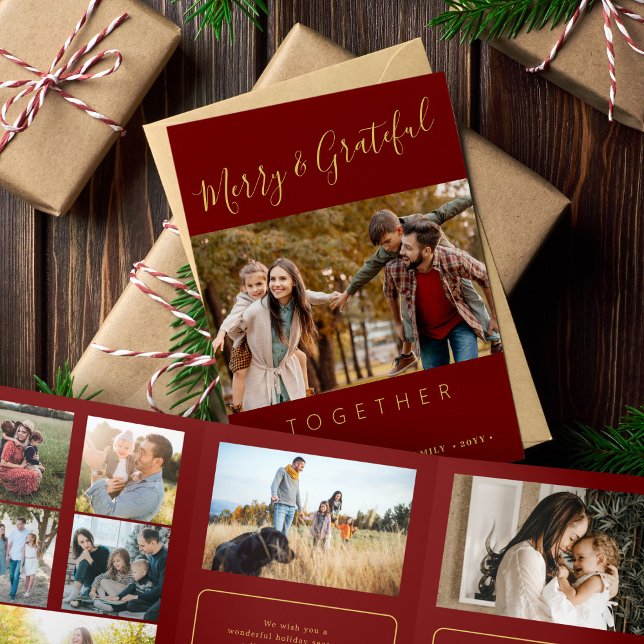 Together multi photo year in review Tri-Fold holiday card (Creator Uploaded)