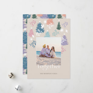 Together Pastel Christmas Tree Forest Family Photo Holiday Card