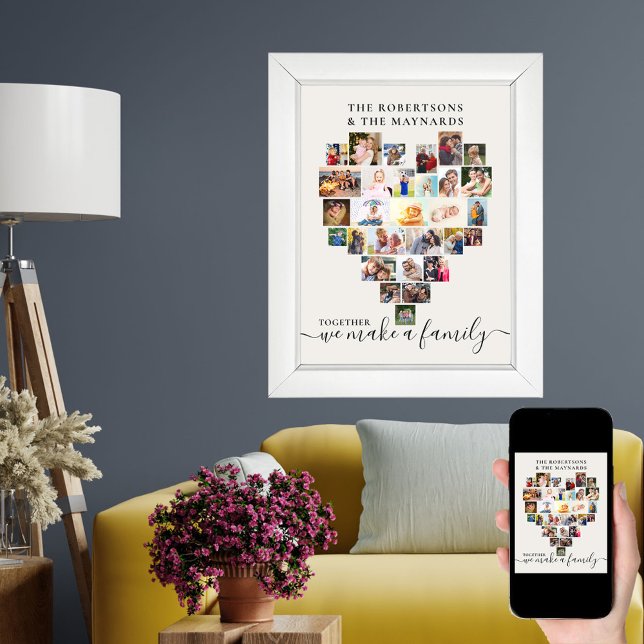 Together Personalised Heart Shaped Photo Collage Poster (Creator Uploaded)