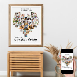 Together Personalised Love Heart 36 Photo Collage Poster