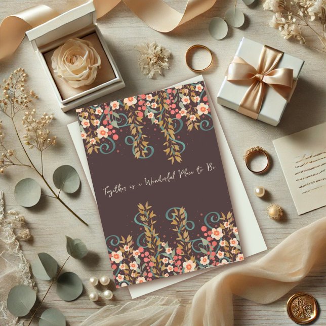 Together Quote Wedding Pretty Floral Elegant Card (Creator Uploaded)