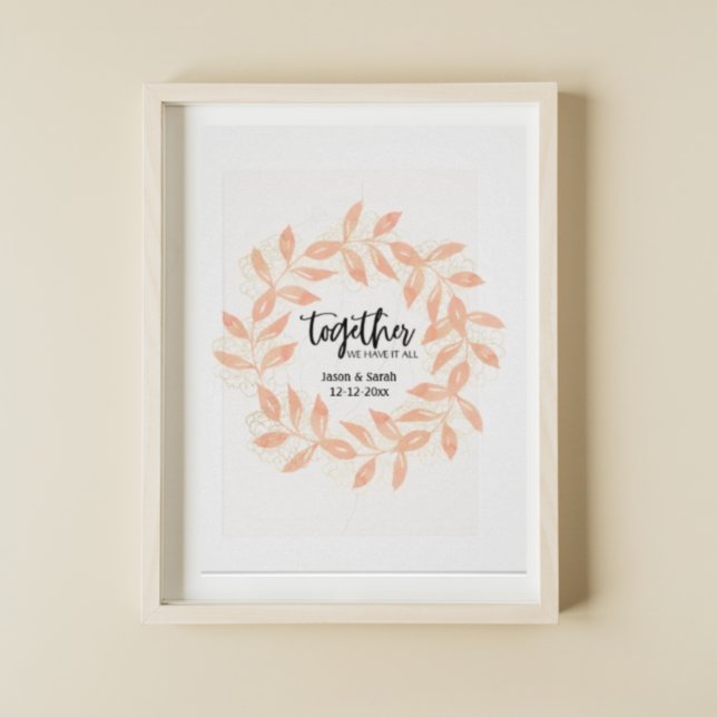 Together Quote with Coral Leaves Personalised Poster (Creator Uploaded)