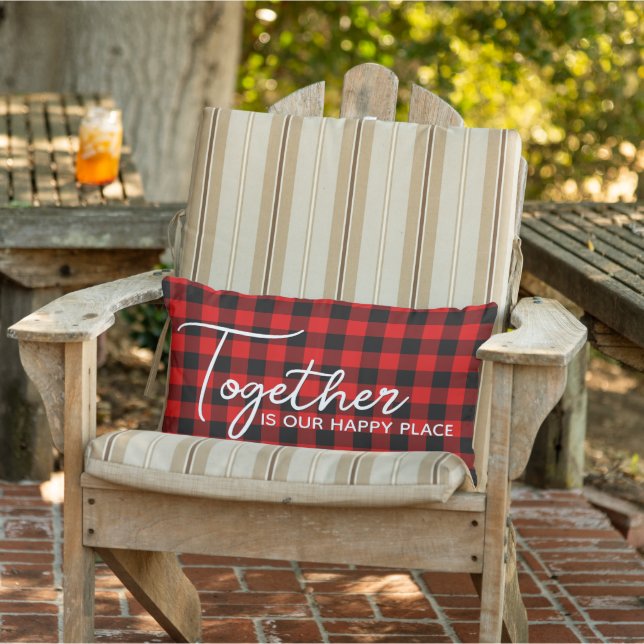 Together Red Black Buffalo Lumberjack Pattern Lumbar Cushion (Chair)