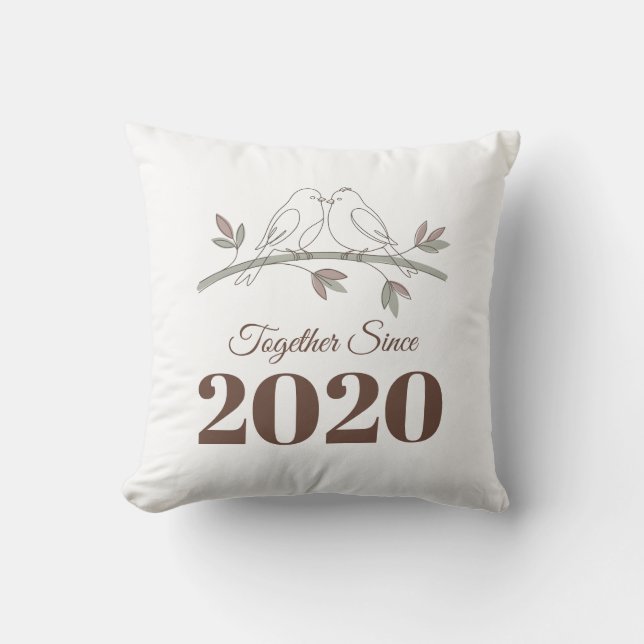 Together Since Custom Year Two Birds Cushion (Front)