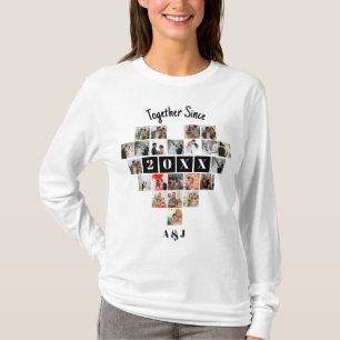 Together Since Year 22 Heart Photo Collage Couple T-Shirt
