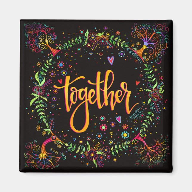 Together Trendy Unique Whimsical Colourful  Magnet (Front)