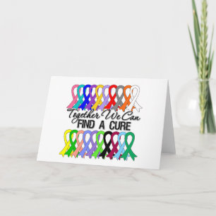 Together We Can Find a Cure Cancer Ribbons Card