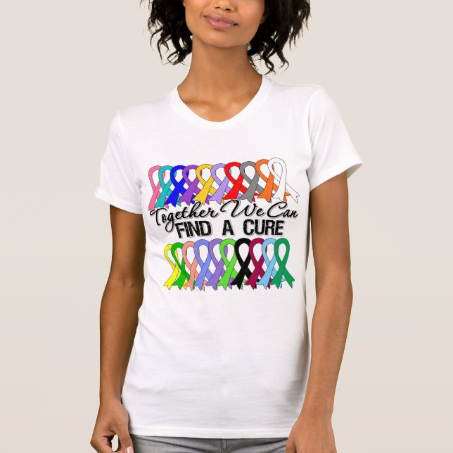 Together We Can Find a Cure Cancer Ribbons T-Shirt (Front)